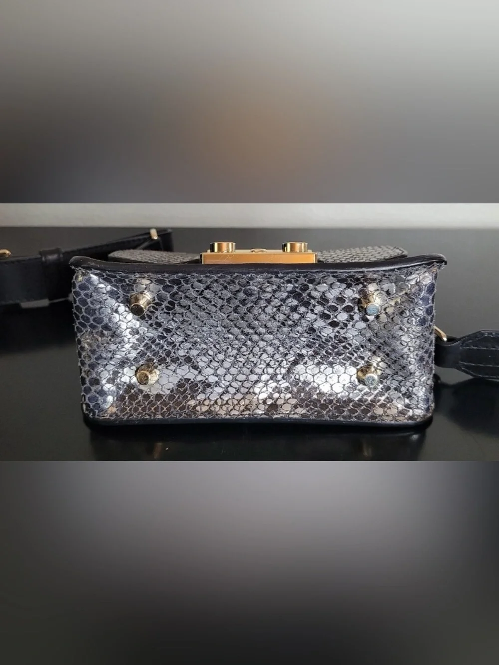 Furla Metropolis Snakeskin Embossed Mini Crossbody Bag